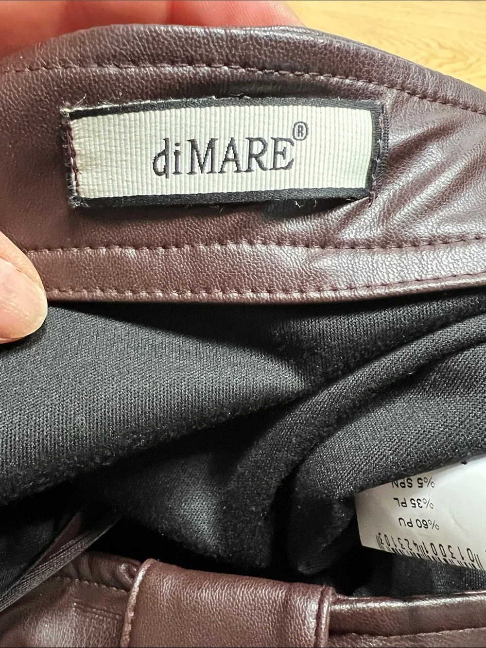 diMare Sz 38 US 6 Brown Vegan Leatherette Maxi Straight Pencil Back Slit Skirt
